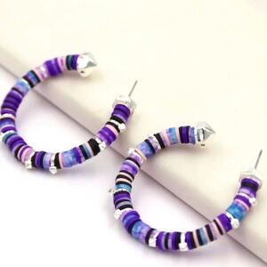 Gold Plated Rivet Colorful Hoop Earrings